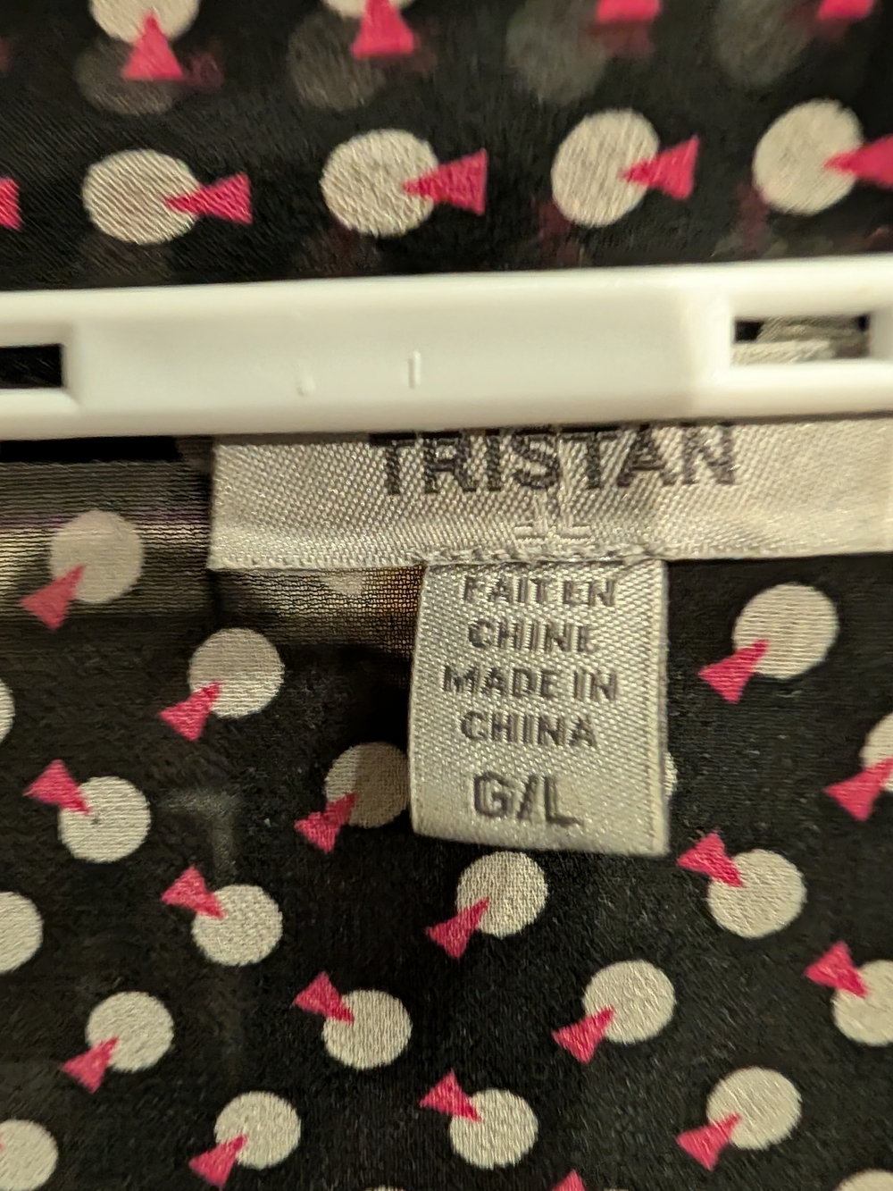Tristan Black Sleeveless Tie-Neck Camisole with Pink Dot Print - Picture 3 of 3